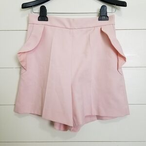 Sandro Paris Rose Pink Jendal Ruffle Mini Shorts